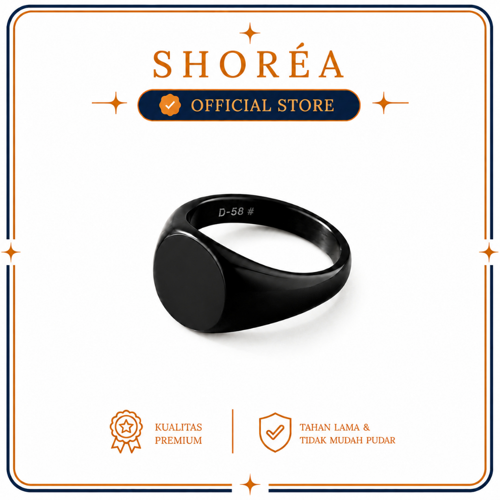 Cincin Titanium Signet Warna Hitam