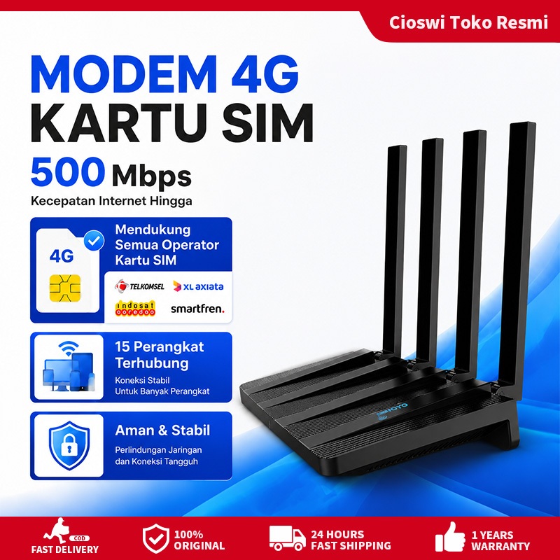 Cioswi Wifi Wireless Router 4G  500Mbps  Modem 4G Kartu SIM