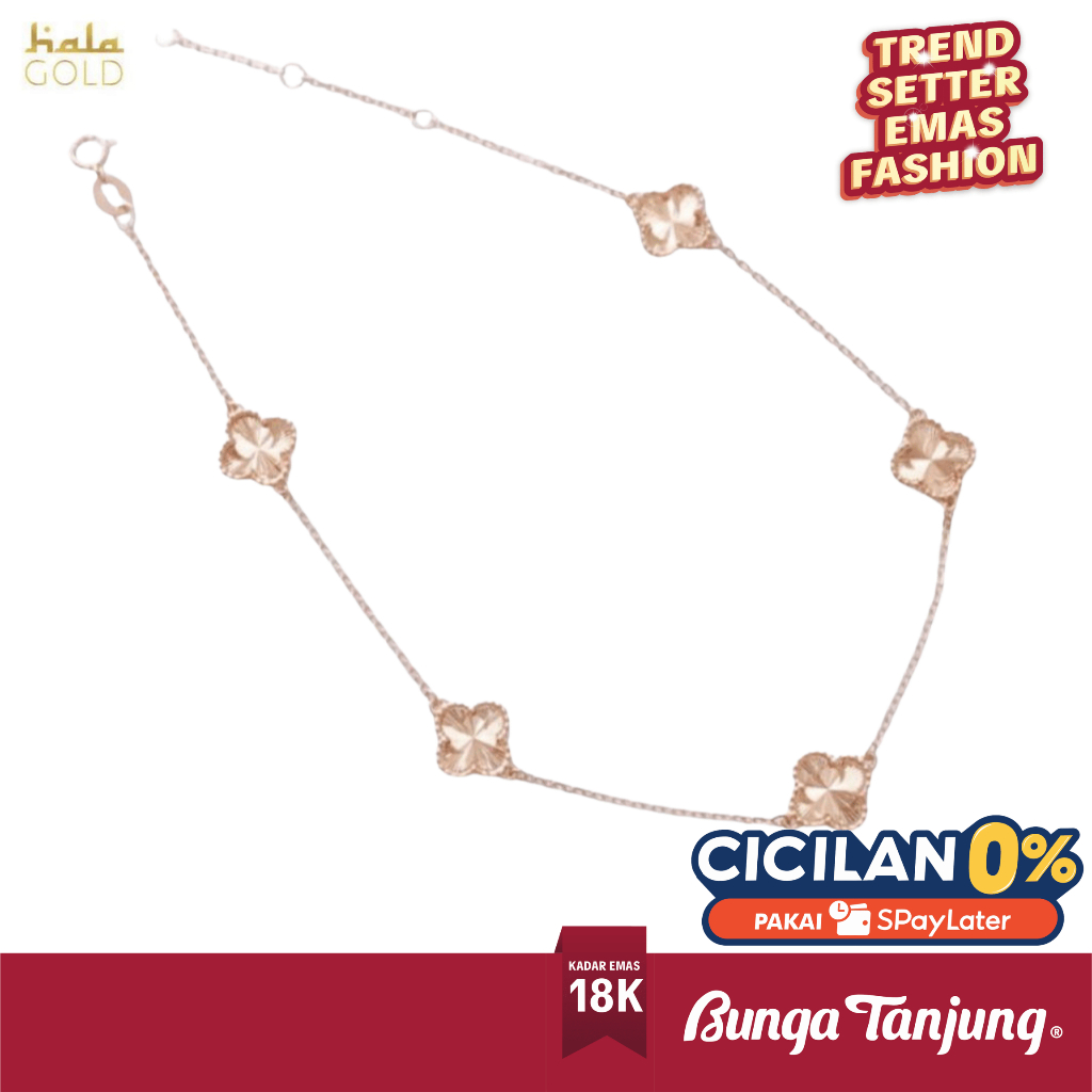 GELANG KAKI CLOVER - HALA GOLD - EMAS 18K - BUNGA TANJUNG