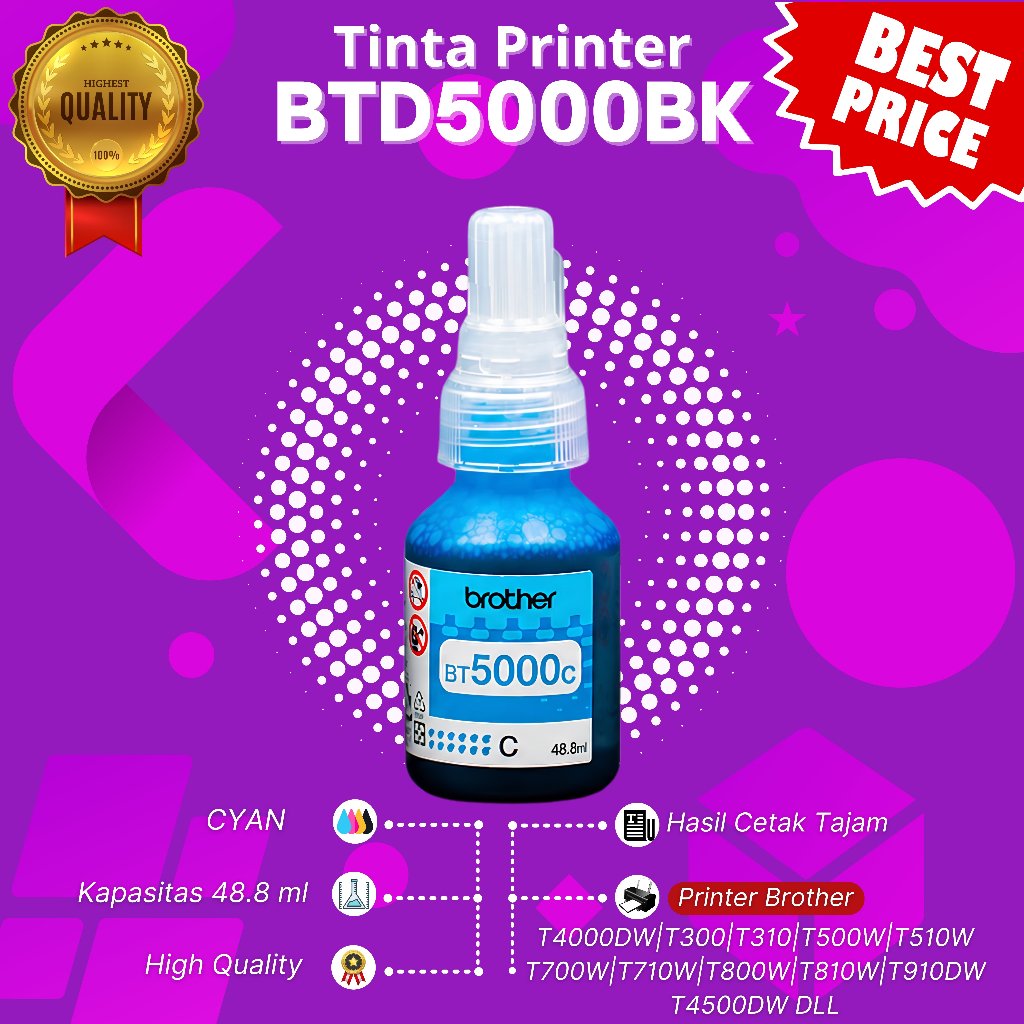 TINTA BROTHER BTD60BK & BT5000 PREMIUM Printer_Series DCP DCP-T300, DCP-T500W, DCP-T700W, MFC-T800W,
