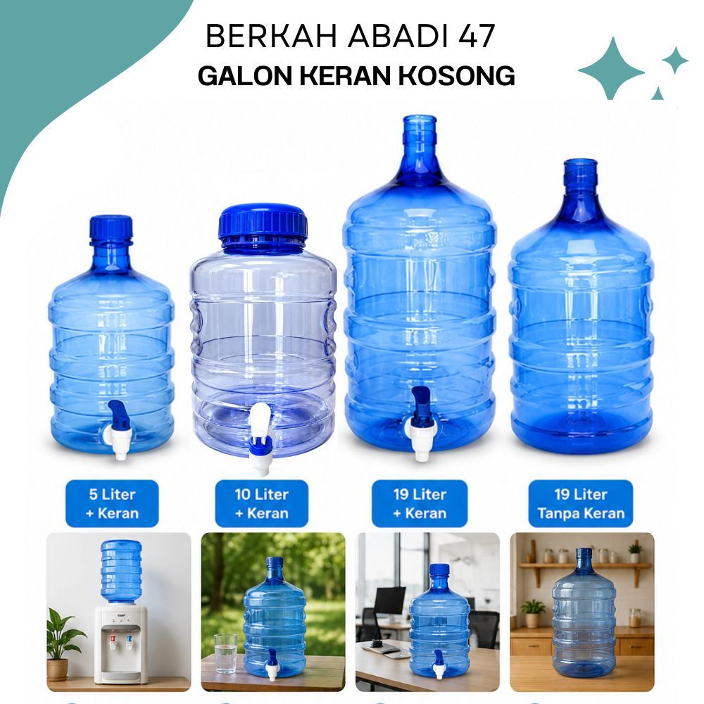 Galon Kran 19 Liter Galon Kosong Polos Galon Air Mineral Aqua Isi Ulang Wadah Air Minum Portable den