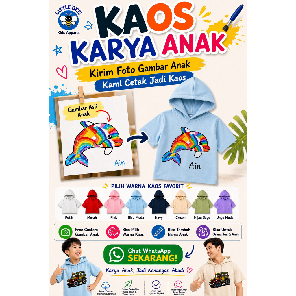 Custom GAMBAR LUKISAN ANAK JADI KAOS SE KEREN INI