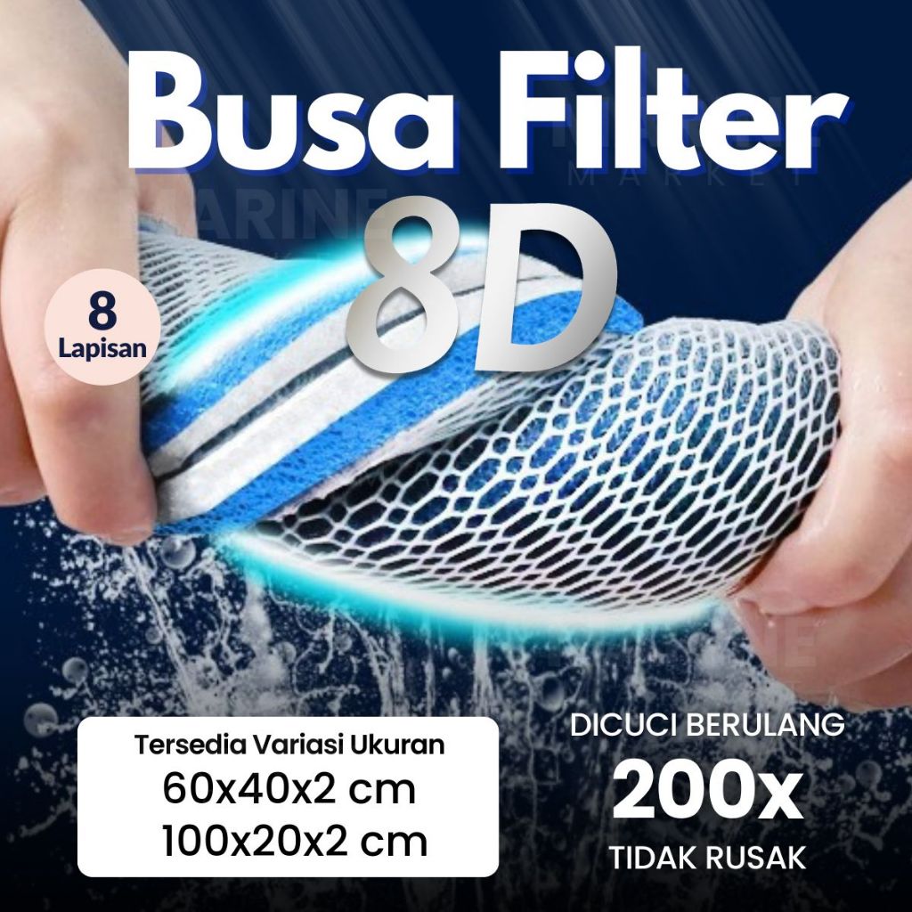 Premium 8 Lapis Busa 8D Kapas Spon Aquarium Nano Media Honeycomb Filter Magic Sponge Kolam Akuarium 