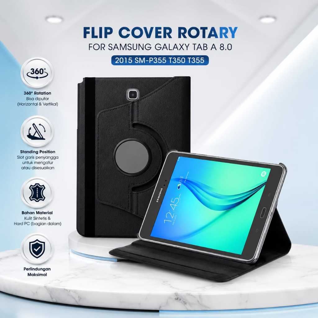 Case Samsung Galaxy Tab A8 2015 8 inch P355 T350 T355 Casing Rotary Flip Cover Sarung Tablet Stand