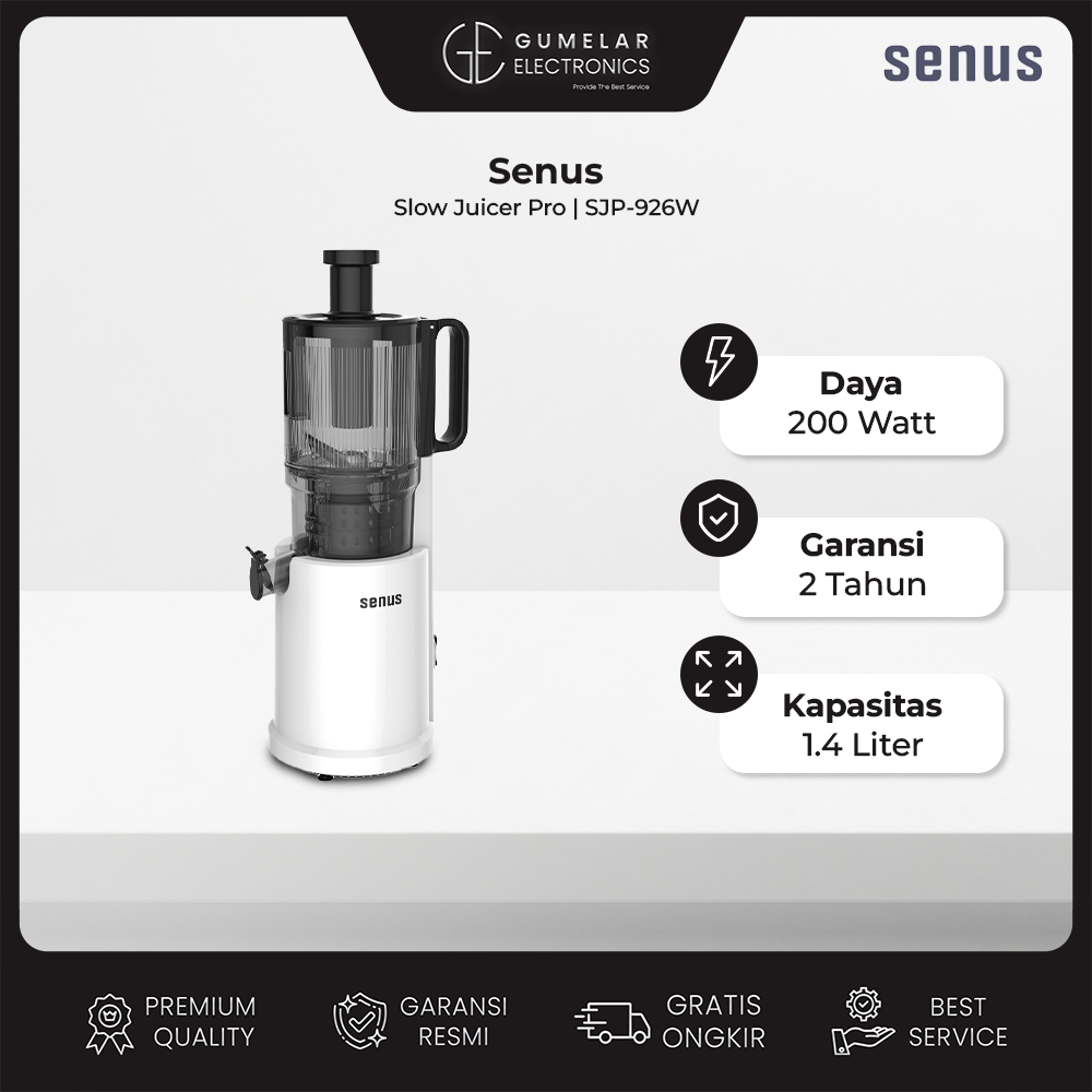 Senus Slow Juicer PRO 240W - Pengekstrak buah 95% tanpa ampas mudah dibersihkan | Slow Juicer Senus 