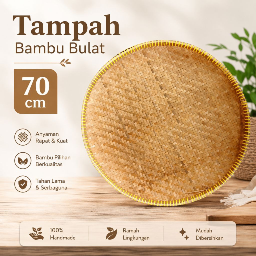 Tampah bambu bulat besar 70 cm tampah bambu kecil 25 cm tampah tambir bulat wadah serbaguna tempat t