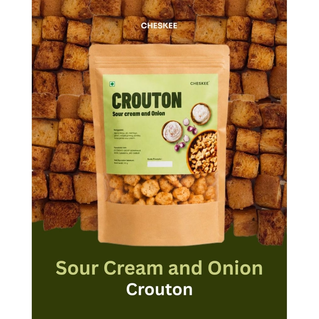 Cheskee Sour Cream and Onion Crouton - Snack -  Makanan Ringan Roti Rasa Sour Cream and Onion 180gr