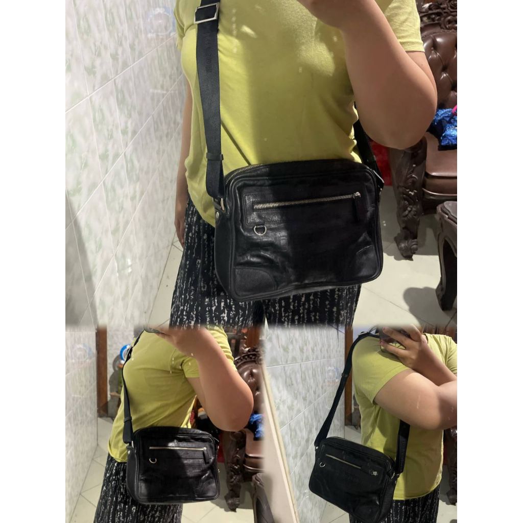 Tas Pria Kulit Saffiano original Kinlock Anderson | Slingbag 2 Ruang Unisex | Preloved Bekas Pribadi