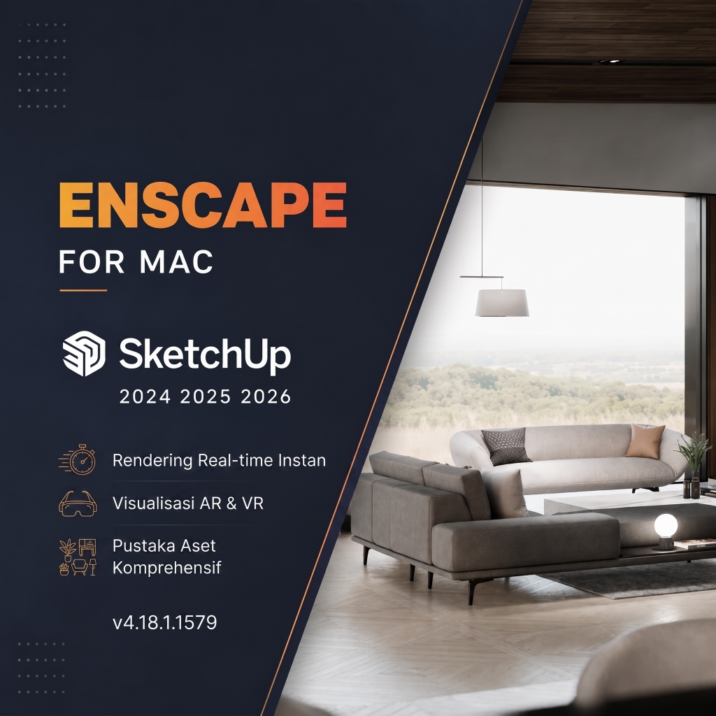 Enscape for Sketchup Mac M1 M2 M3 M4 M5 Full Version Macbook, iMac, MacMini, MacPro Support