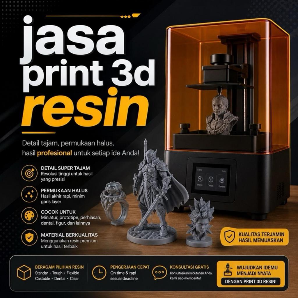 Jasa Cetak 3D Resin Sangat Detail / 3D Print Custom / Cetak 3 Dimensi Resin Standard / Action Figure
