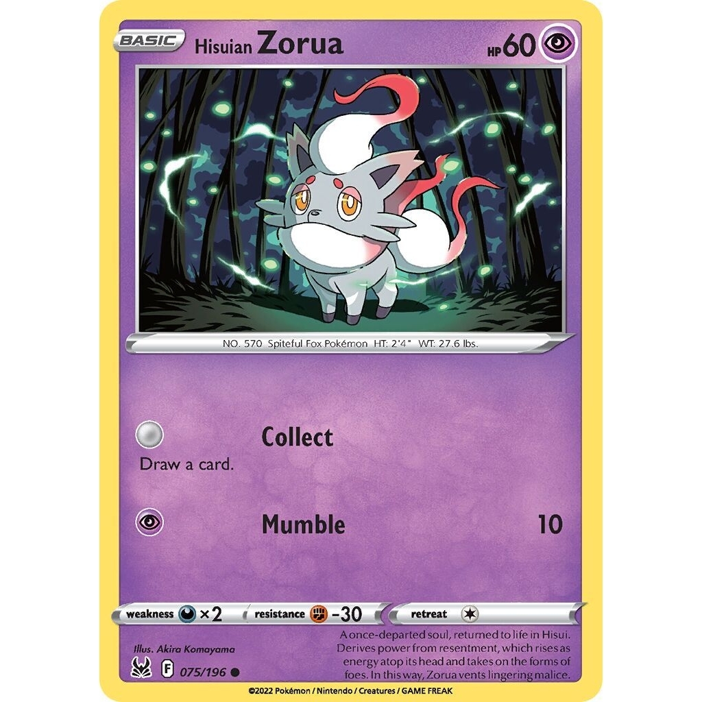 Tcg Pokemon Hisuian Zorua LOG 2022