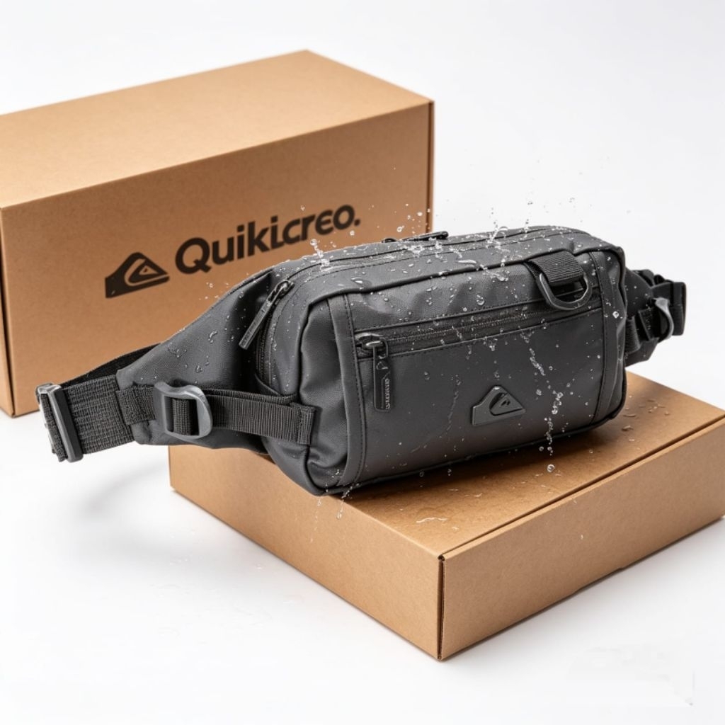 TAS QUIKSILVER TAS SELEMPANG QUIKSILVER WAIST BAG QUIKSILVER WATERPROOF LOGO BESI