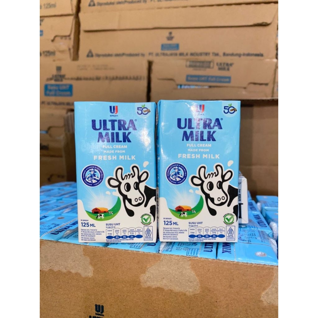 (1 dus) Susu Uht Ultramilk Fullcream 125ml isi 40 / Uht ultramilk fullcream 125ml