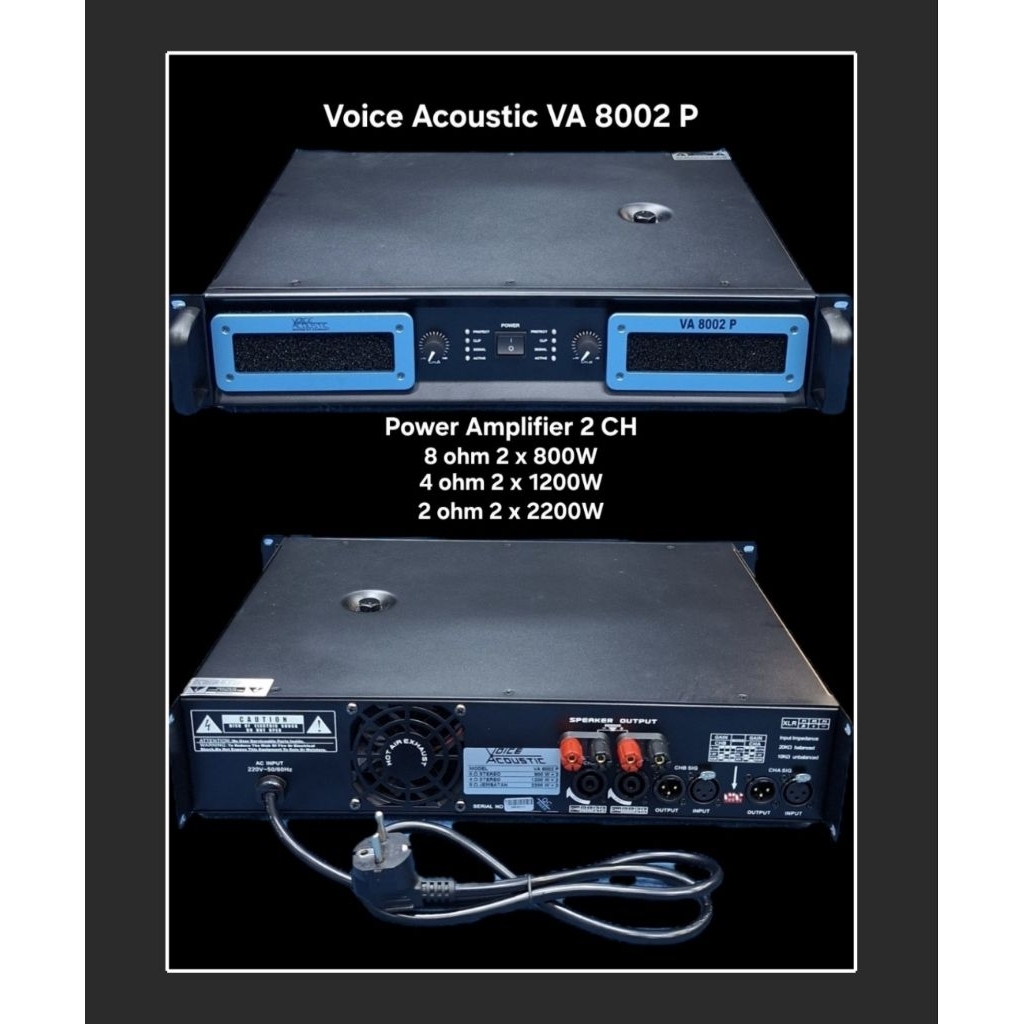 Power Voice Acoustic VA 8002 P Power Amplifier 2 Ch