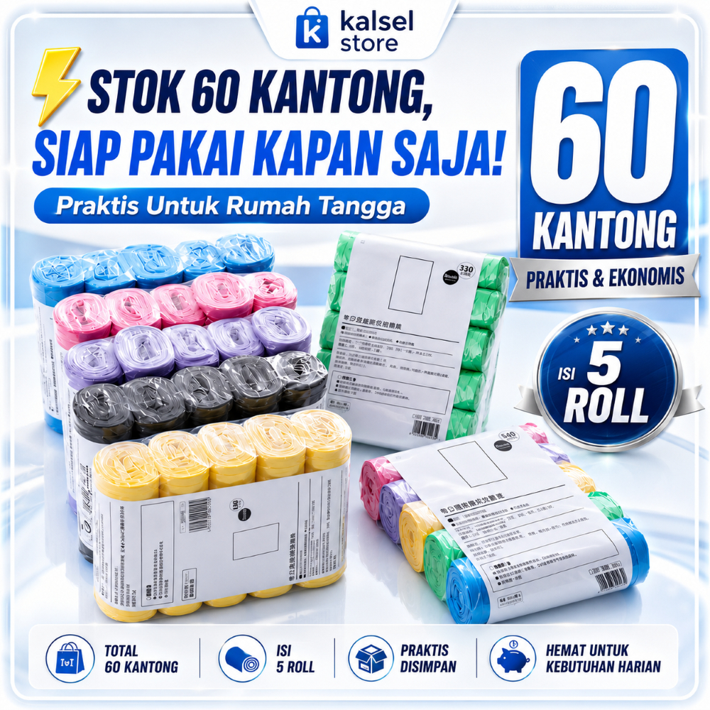 ( ISI 5 ROLL ) 1 roll isi 12 kantong plastik sampah roll gulung plastik sampah tebal kresek sampah r