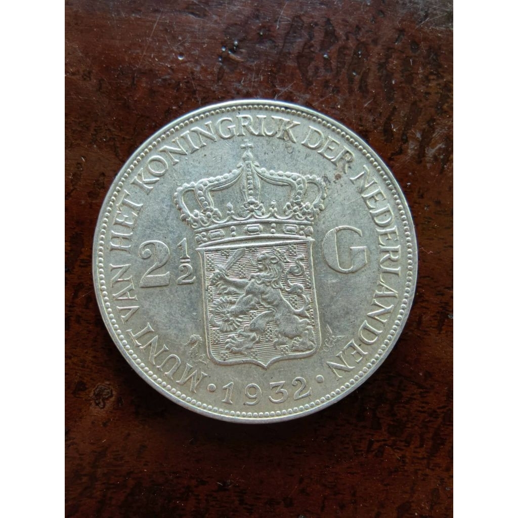 Koin Wihelmina 2 ½ Gulden Tahun 1932