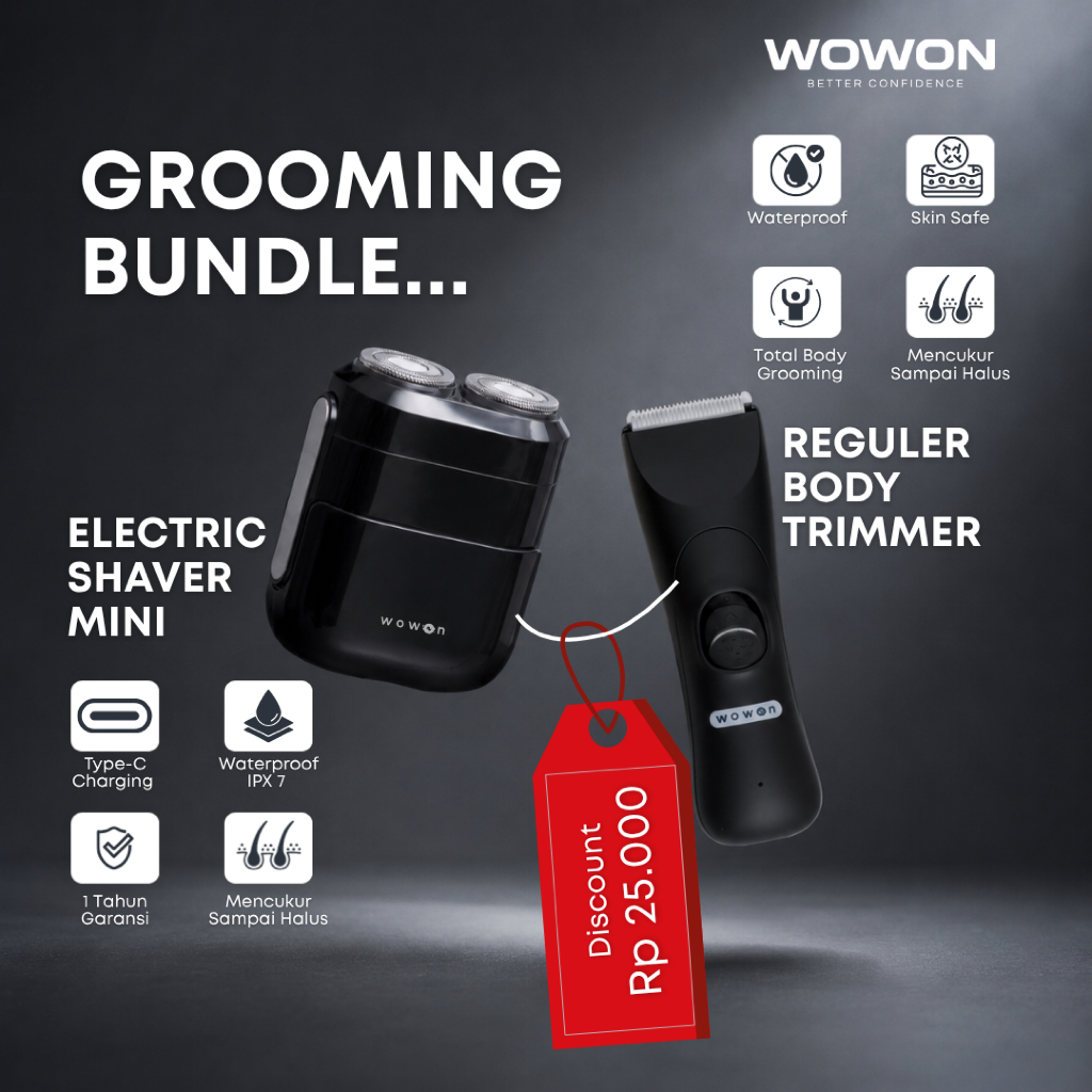 [BUNDLING] Wowon Body Trimmer & Wowon Shaver Mini (Alat cukur Badan & Alat Cukur Wajah)