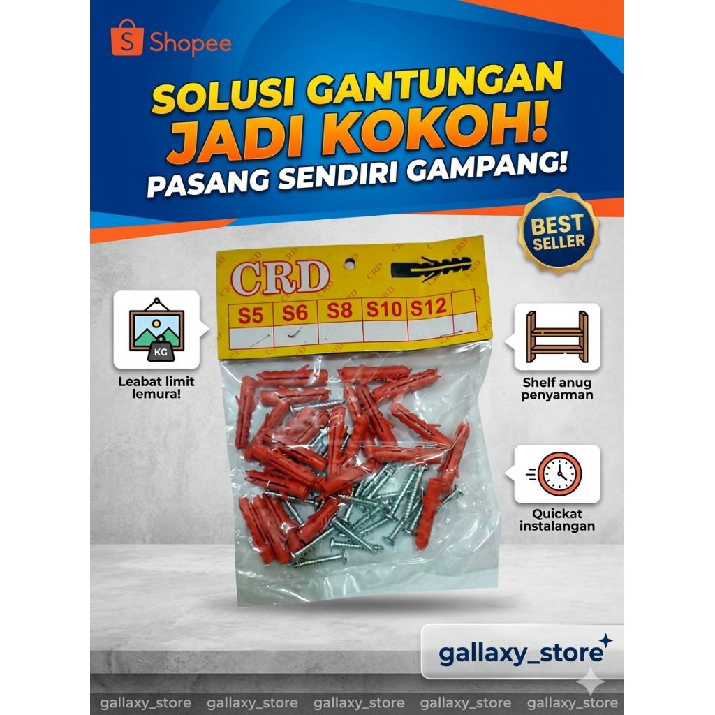 Fisher S6 Plus Sekrup Isi 1 Bungkus - Fischer Plastik Dinding Beton Kuat Kokoh