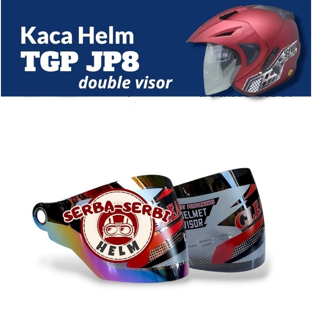 SERBASERBIHELM Kaca Helm TGP JP8 double Visor | Visor Helmet TGP JP8 Double Visor Warna Bening Hitam