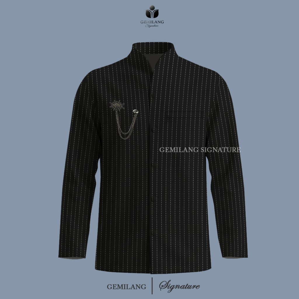 Gemilang Signature - Salur Hitam Beskap Batik / Kemeja Pria / Beskap PriaSeries / Beskap Modern Prem