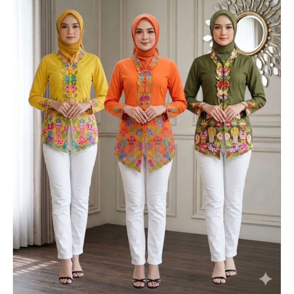 {1121} Kebaya Encim Bordir Ondel (Atasan Kebaya Ondel-Ondel) Kebaya Encim Betawi / Kebaya Encim Bord