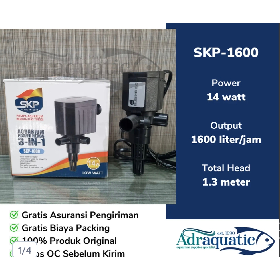 SKP-1600 POWER HEAD SUBMERSIBLE PUMP POMPA AIR CELUP FILTER AQUARIUM