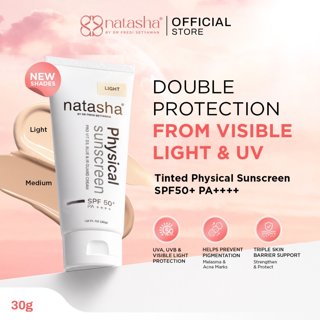 Natasha by dr Fredi Setyawan Physical Sunscreen SPF 50 Blue & IR Guard + Edelweiss Extract Sunscreen