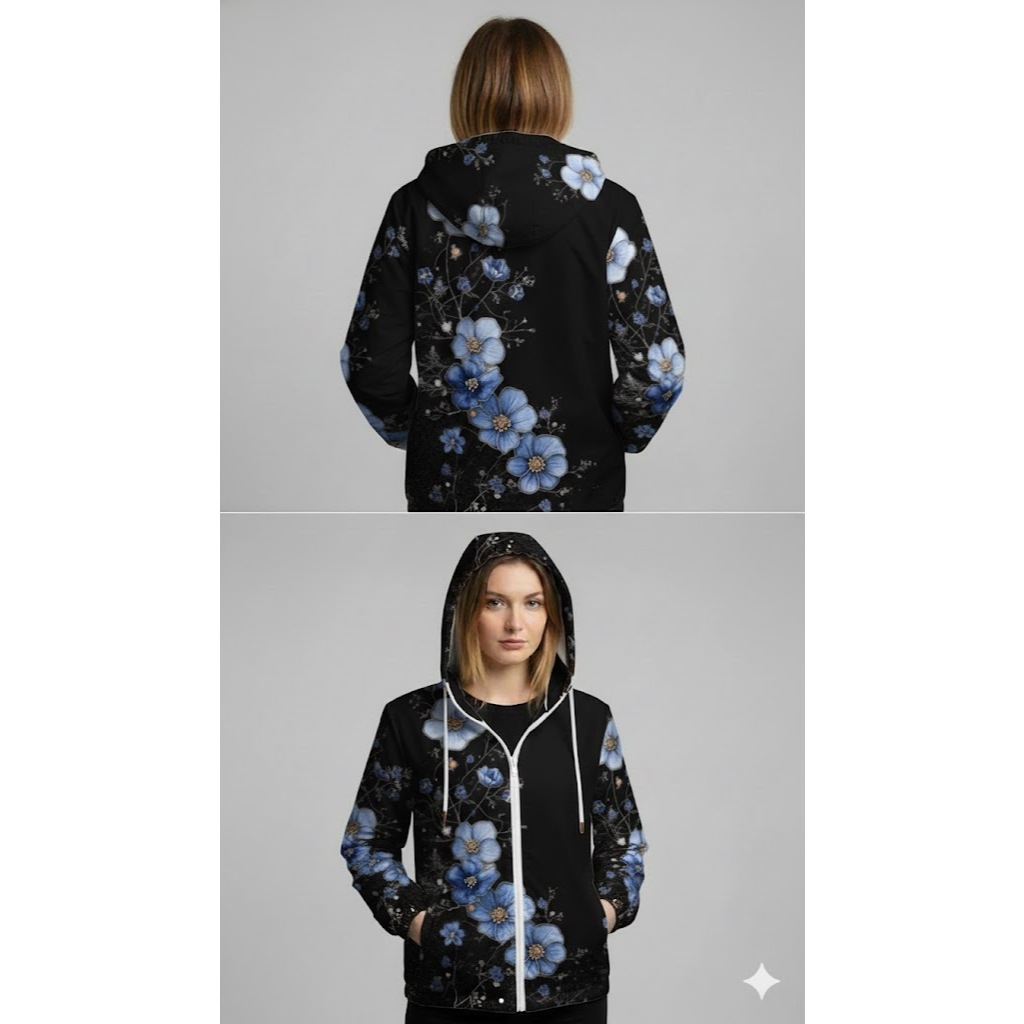 JAKET PARASUT MOTIF BUNGA 02 LUCU Jaket Parasut Jumbo Wanita pria Printing