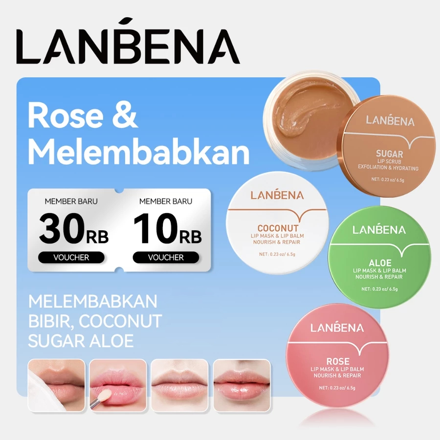 LANBENA Lip Mask Lip Balm Lip Scrub 6.5g - Masker Pelembap Bibir Lip Plumping Lip Care Perawatan Bib