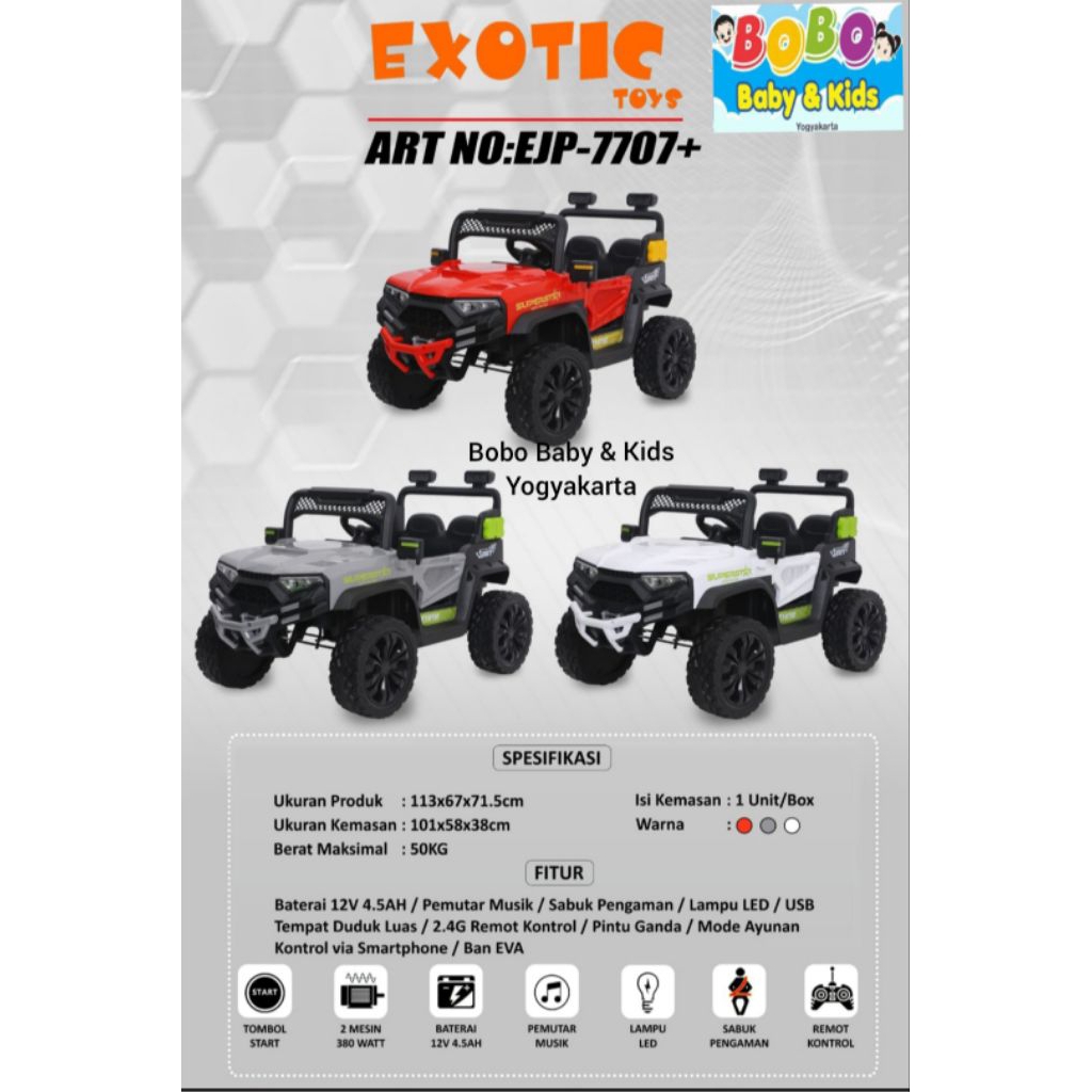 Mobil Aki Anak Ejp-7707 Mainan Mobil Remot Anak