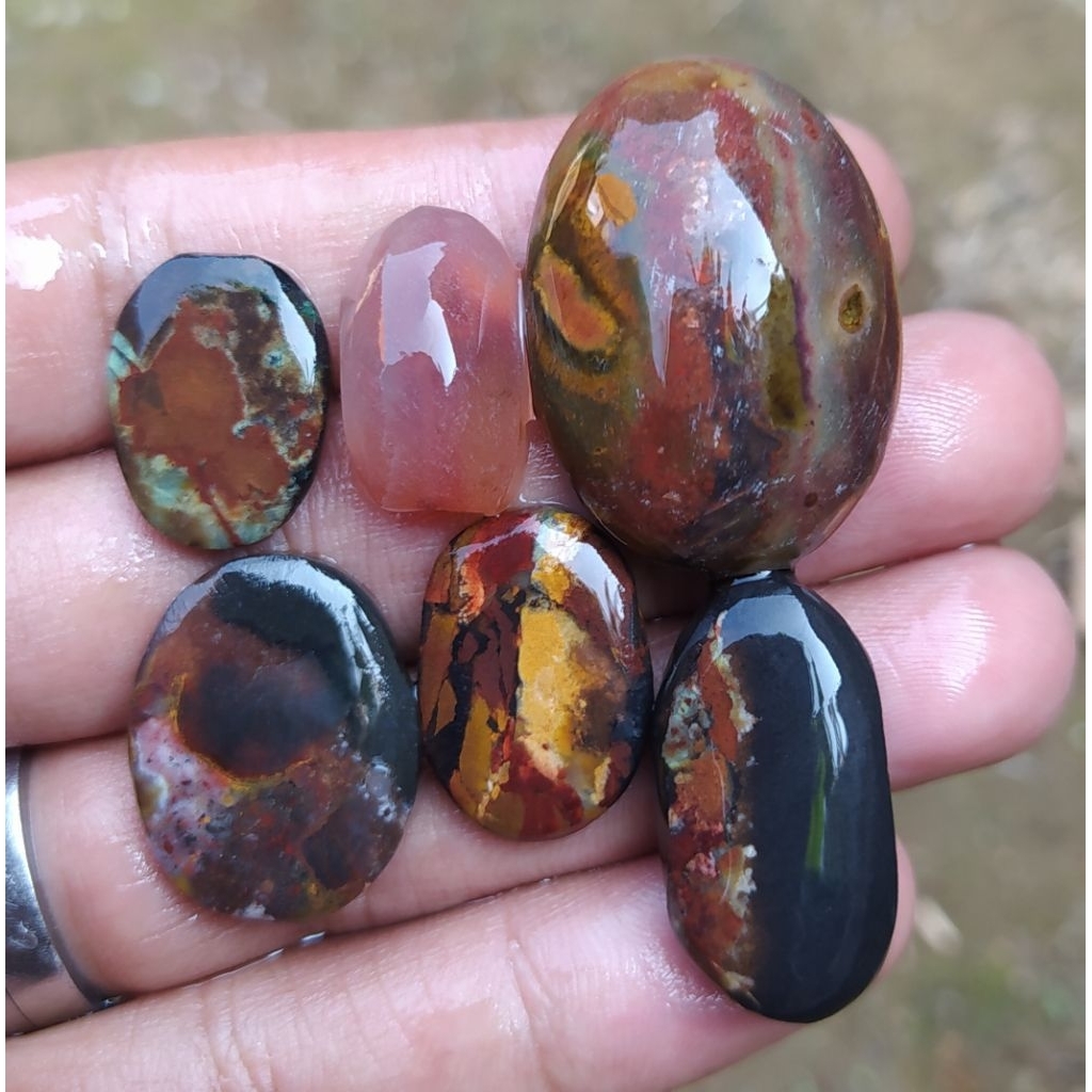 batu akik varian pancawarna batu garut clasic baru pola borongan hemat siap di olah