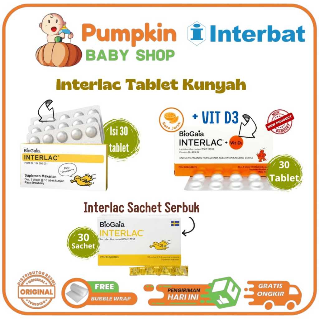 Interlac Probiotik Tablet Kunyah / Interlac Sachet