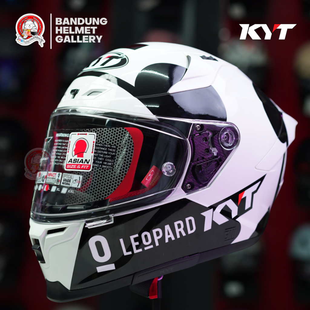 KYT STRIKER LEOPARD PANDA FULL FACE HELMET SNI DOT