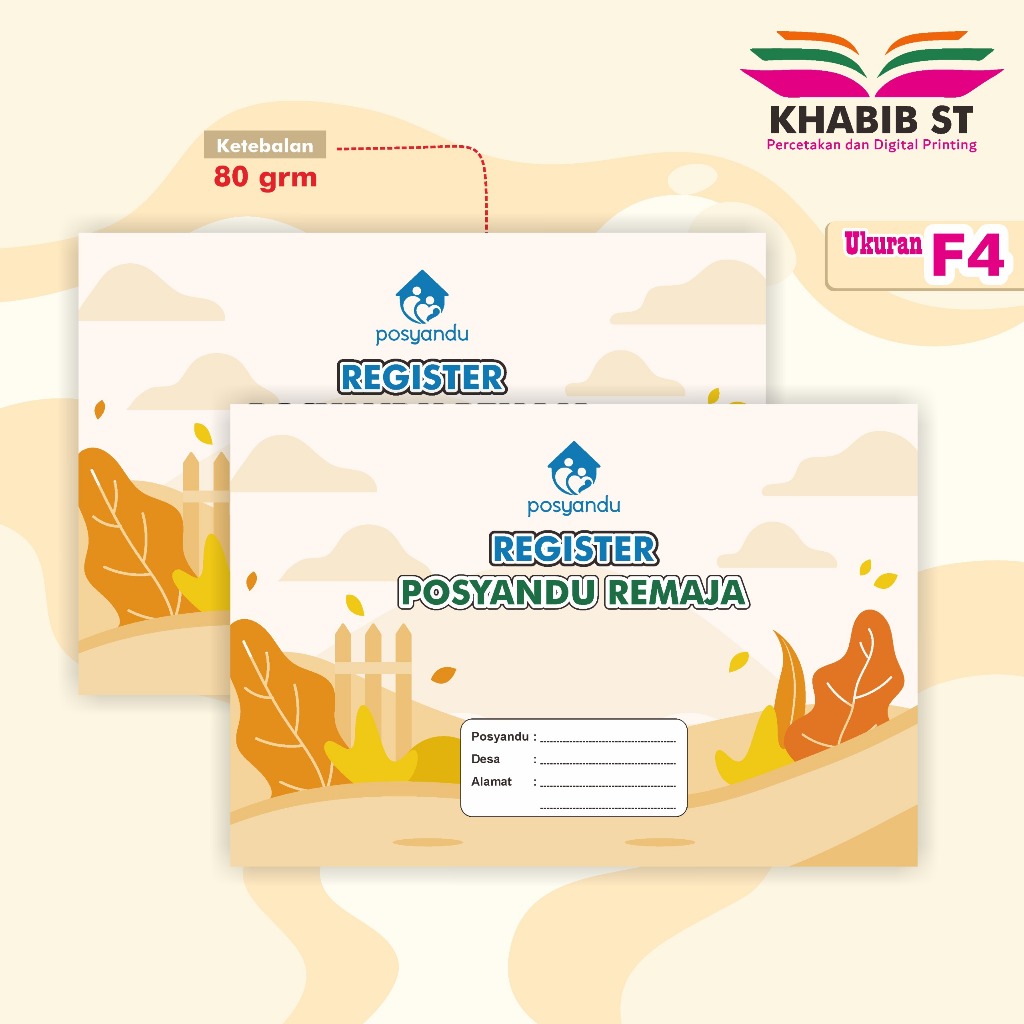 Buku Register Posyandu Remaja F4  | Buku Administrasi Posyandu Remaja | Cetak Cover Full Color