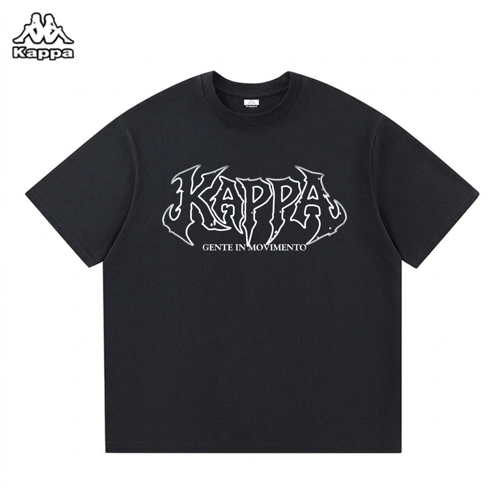 KAPPA - Kaos Pria Wanita Casual T-Shirt Oversize Unisex Metal Logo Font Streetwear || Kaos Lengan Pe