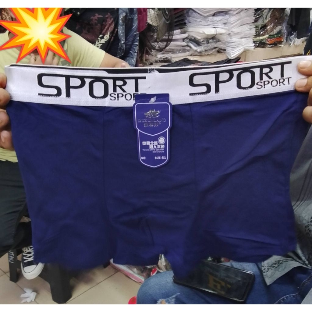 3PCS CELANA DALAM BOXER CK SPORT BAHAN KATUN SPANDEX PREMIUM IMPORT SIZE 2XL-3XL-4XL-5XL UNISEX
