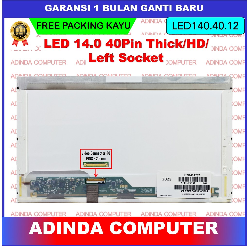 LCD LED 14 Inch Tebal 40 Pin 40 Pin