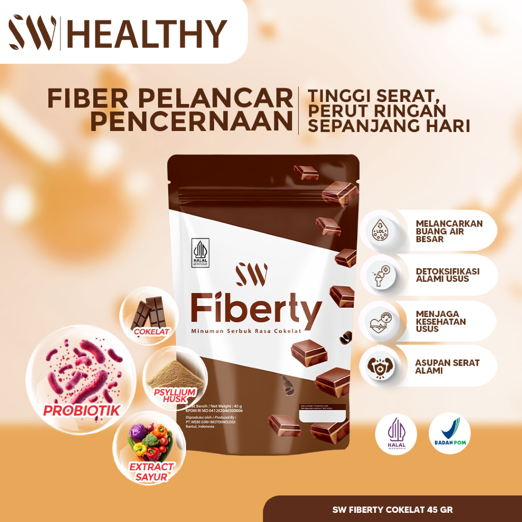 [ Cokelat Rendah Gula 45gr ] SW Sarwendah Fiberty - Pelangsing Badan Melancarkan Pencernaan
