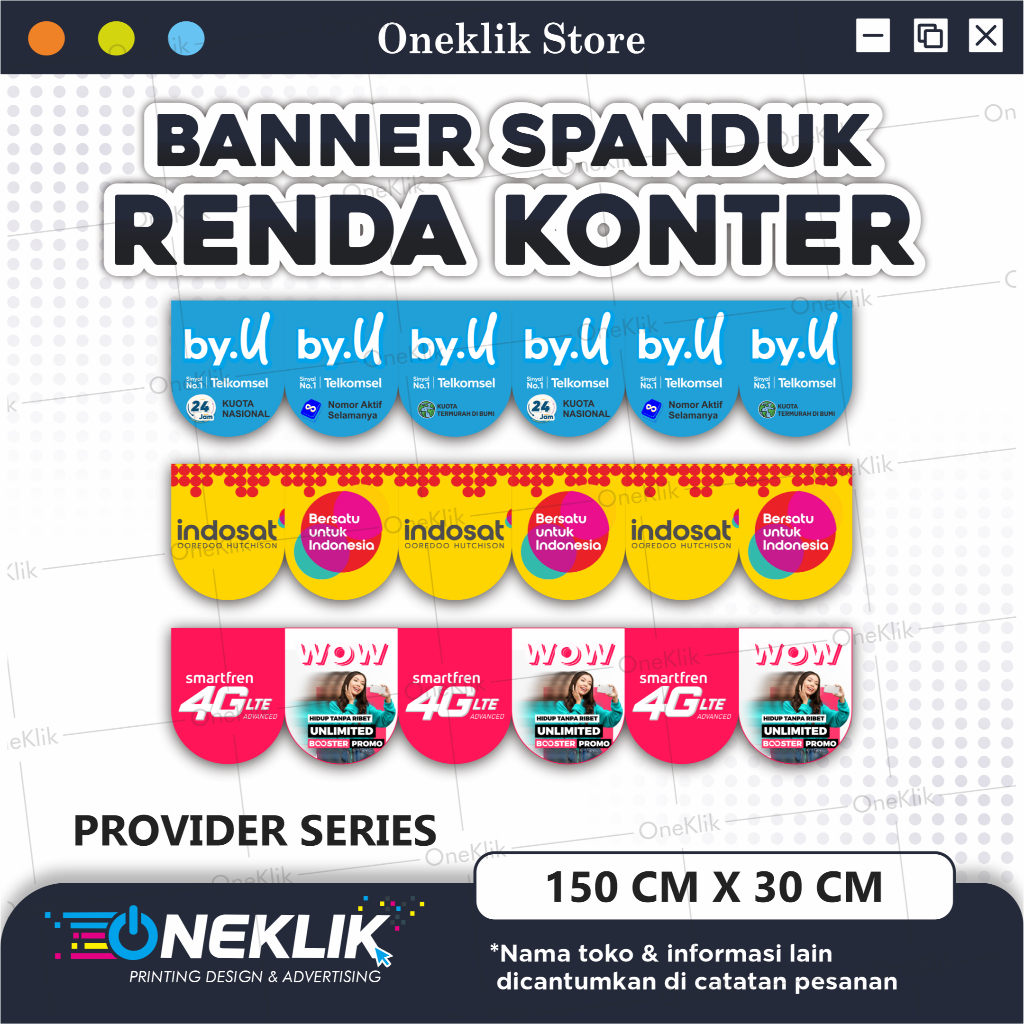 Banner Spanduk Renda Konter Murah / Renda Konter / Flag Banner Murah FREE DESIGN / Provider series /