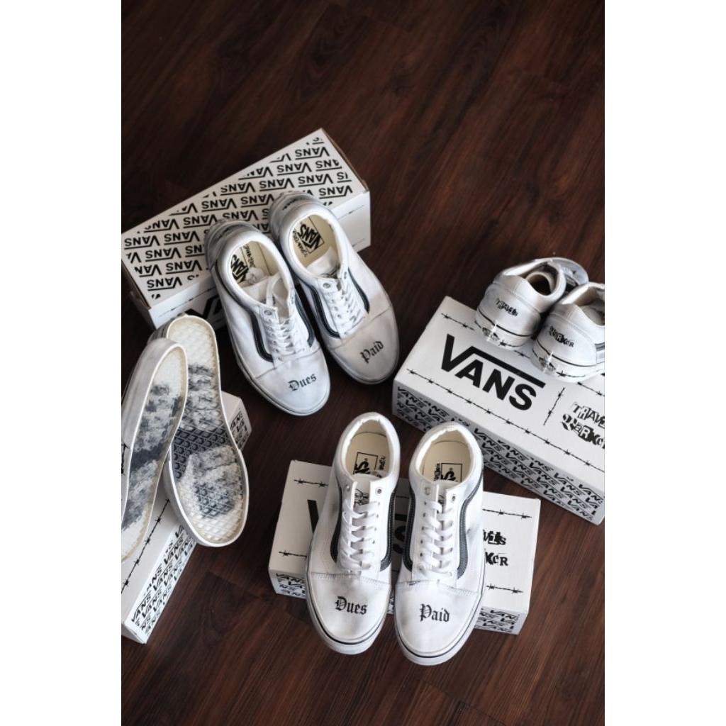Vans Oldskool x Travis Barker Dues Paid White Stressed
