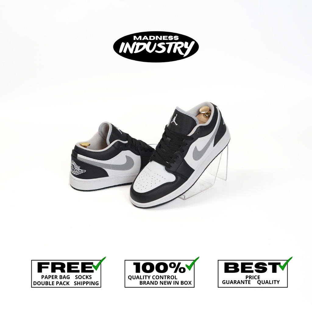 MADNESS - AJ 1 Low Black Grey Silver Unisex 100% Bnib