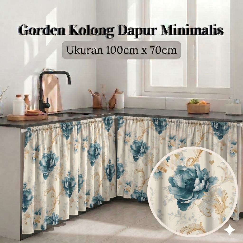 Gorden Kolong Dapur Ukuran 100cmx70cm dengan Tali