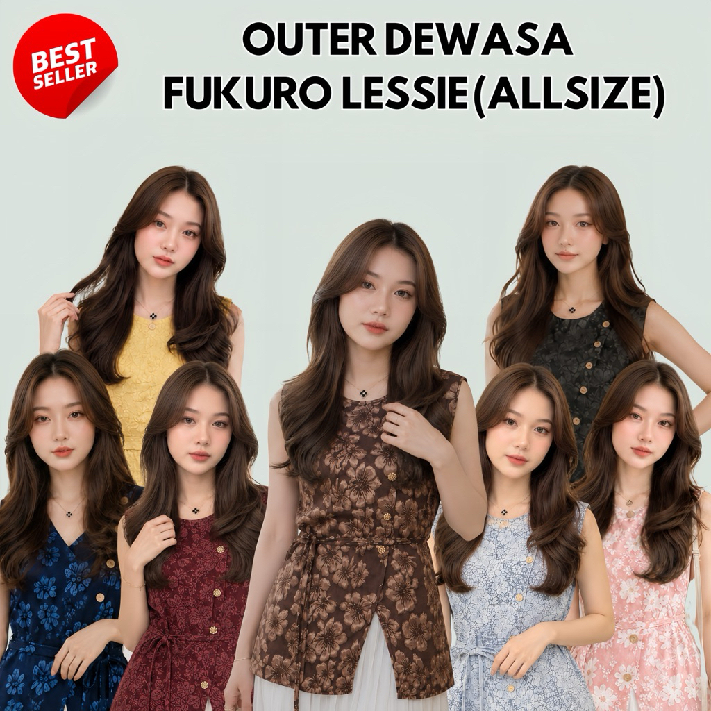 OUTER VEST DEWASA LESSIE BAHAN FUKURO JACQUARD MOTIF BUNGA CANTIK OUTER KEKINIAN