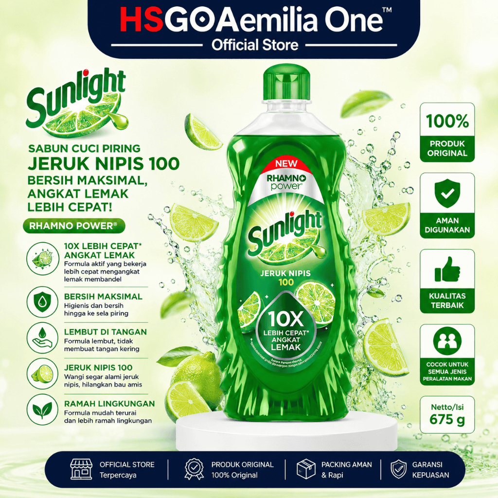 SUNLIGHT Sabun Cuci Piring Jeruk Nipis 100 - Botol 675 gr