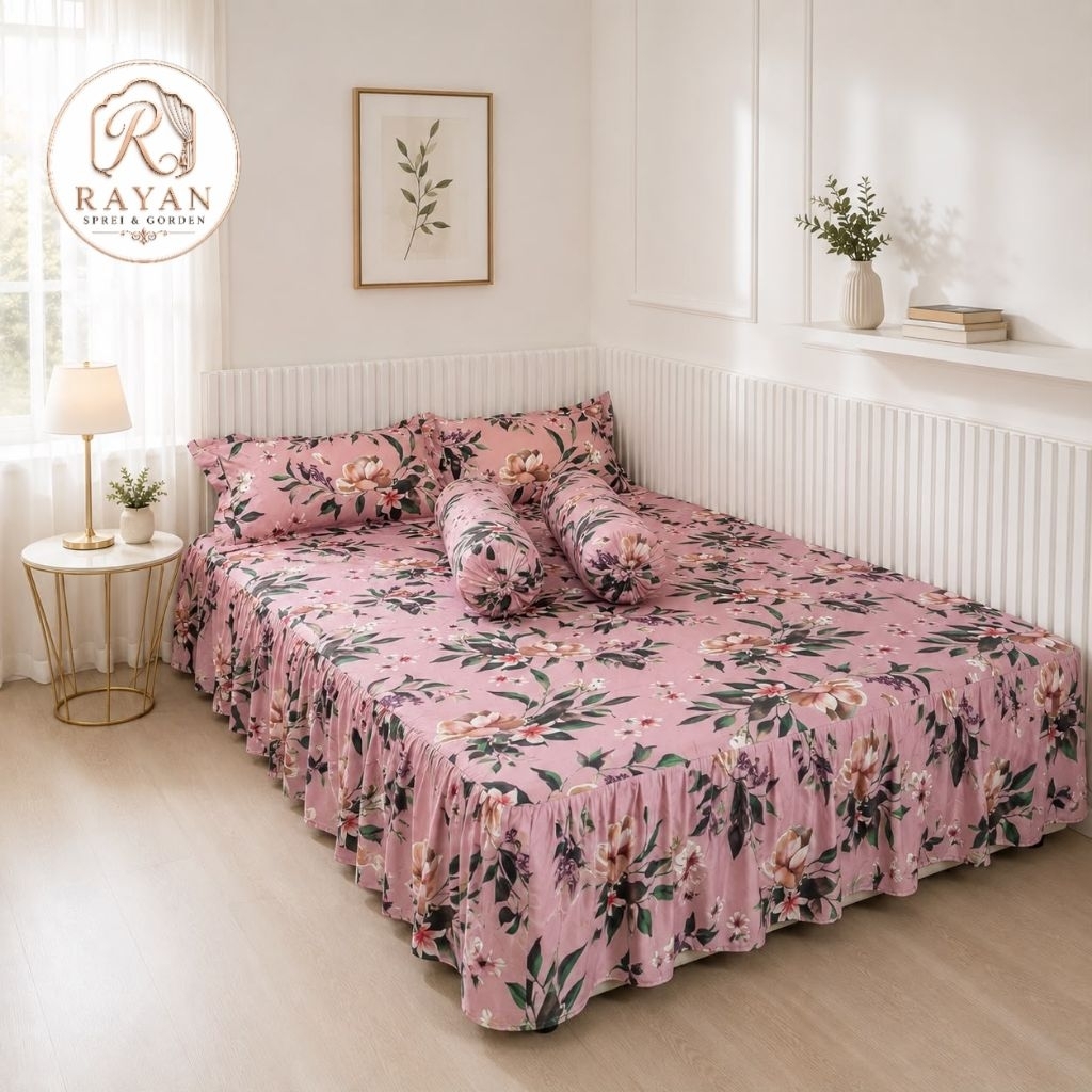 Sprei Rumbai Jumbo Motif ukuran 200*200*45 Sprei Motif Sprei bahan katun disperse halus lembut nyama