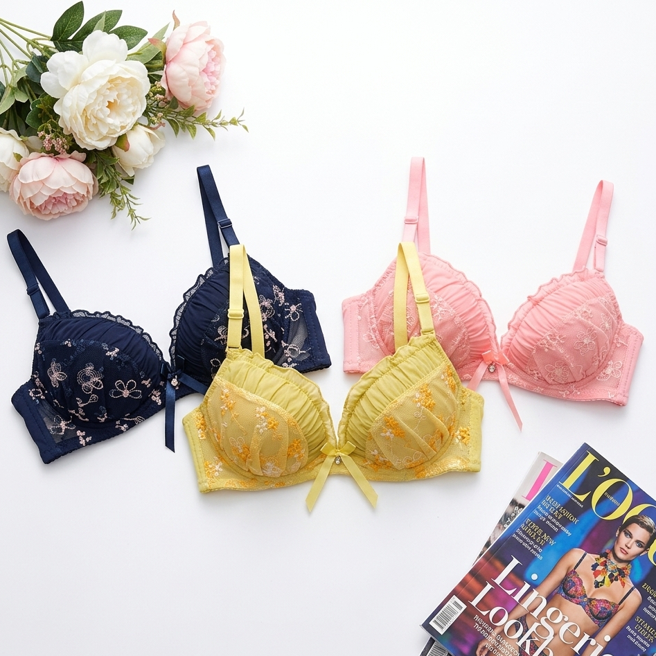 Bra Wanita BH Kawat Motif Bordir Bunga Premium Rien Paolo 2047