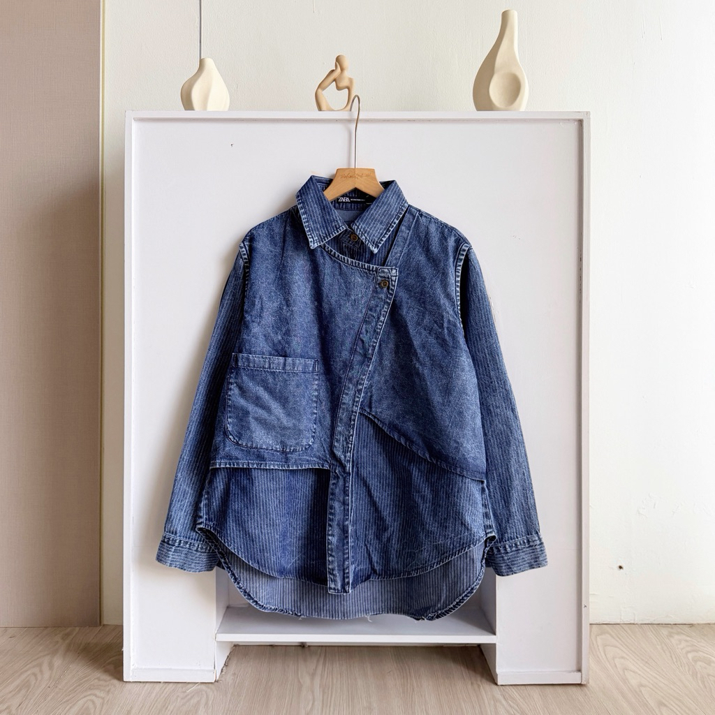REBECCA Blouse Denim Premium / Kemeja Jeans Vest
