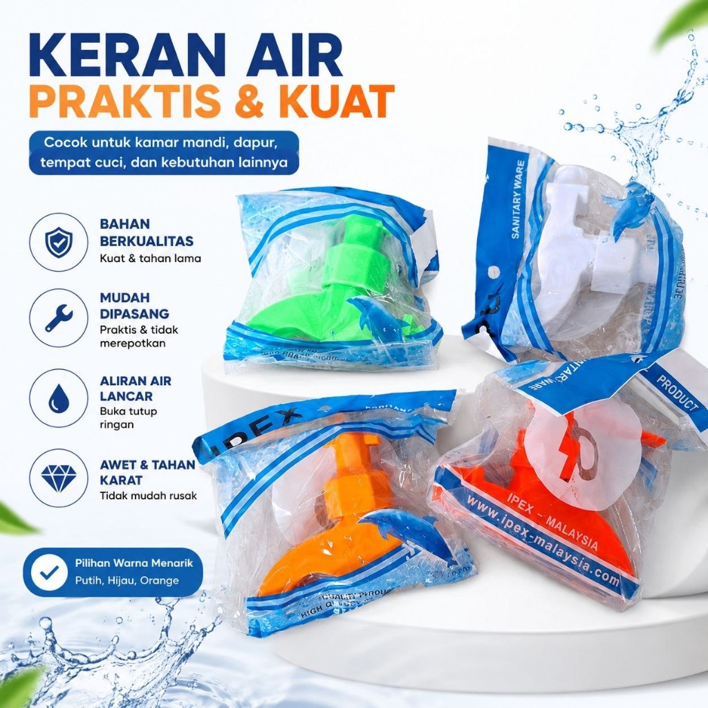 KRAN TEMBOK KERAN AIR PVC PLASTIK / KRAN IPEX 1" INCH KRAN TEMBOK