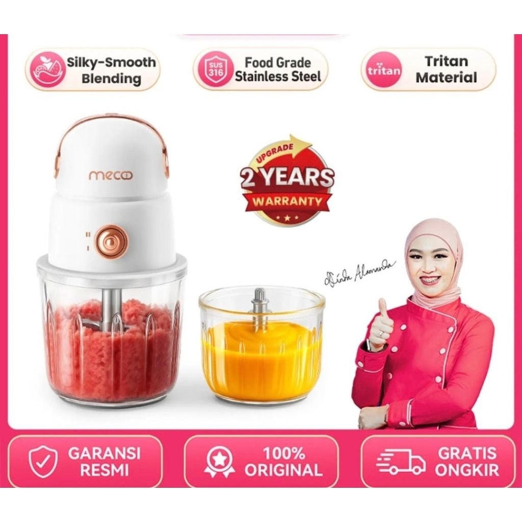 MECOO Most Aesthetic Chopper 2 in 1 Food Chopper Elektrik Blender Daging Bumbu MPASI Kaca Tritan