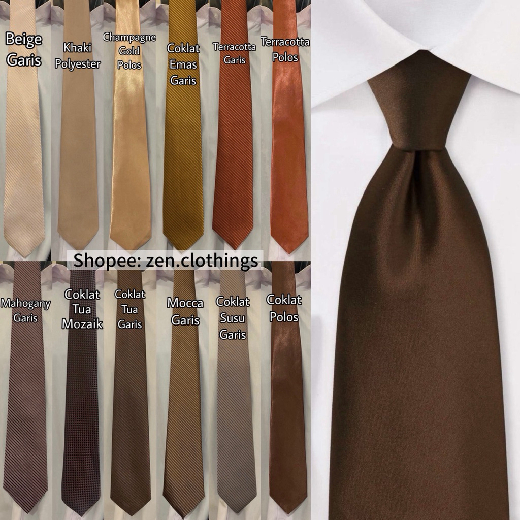Dasi Pria Ikat Manual Warna Coklat Terang Coksu Muda Khaki Cokelat Tua Mocca Brown Moka Beige Cream 
